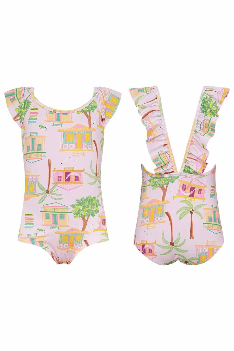 NEW PEPITA & ME kids' mile one piece swimsuit in pink multi